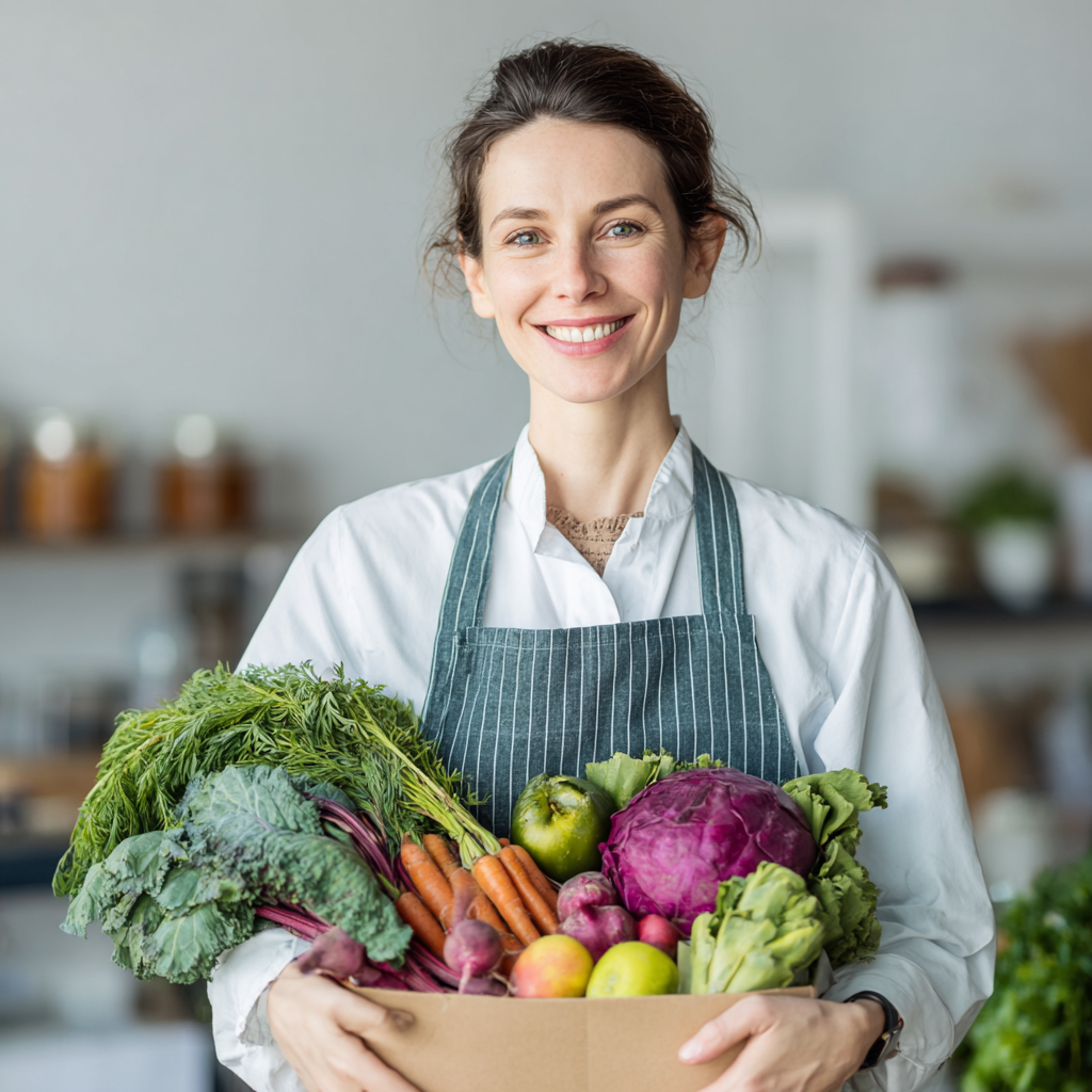Усміхнена людина європейської зовнішності віком близько 30 років читає етикетку на продукті в супермаркеті, фотореалістичний стиль
